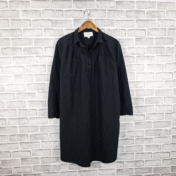POMANDER Place Tuckernuck Women's 1/2 button short dress in black cotton size XL - Picture 10 of 10